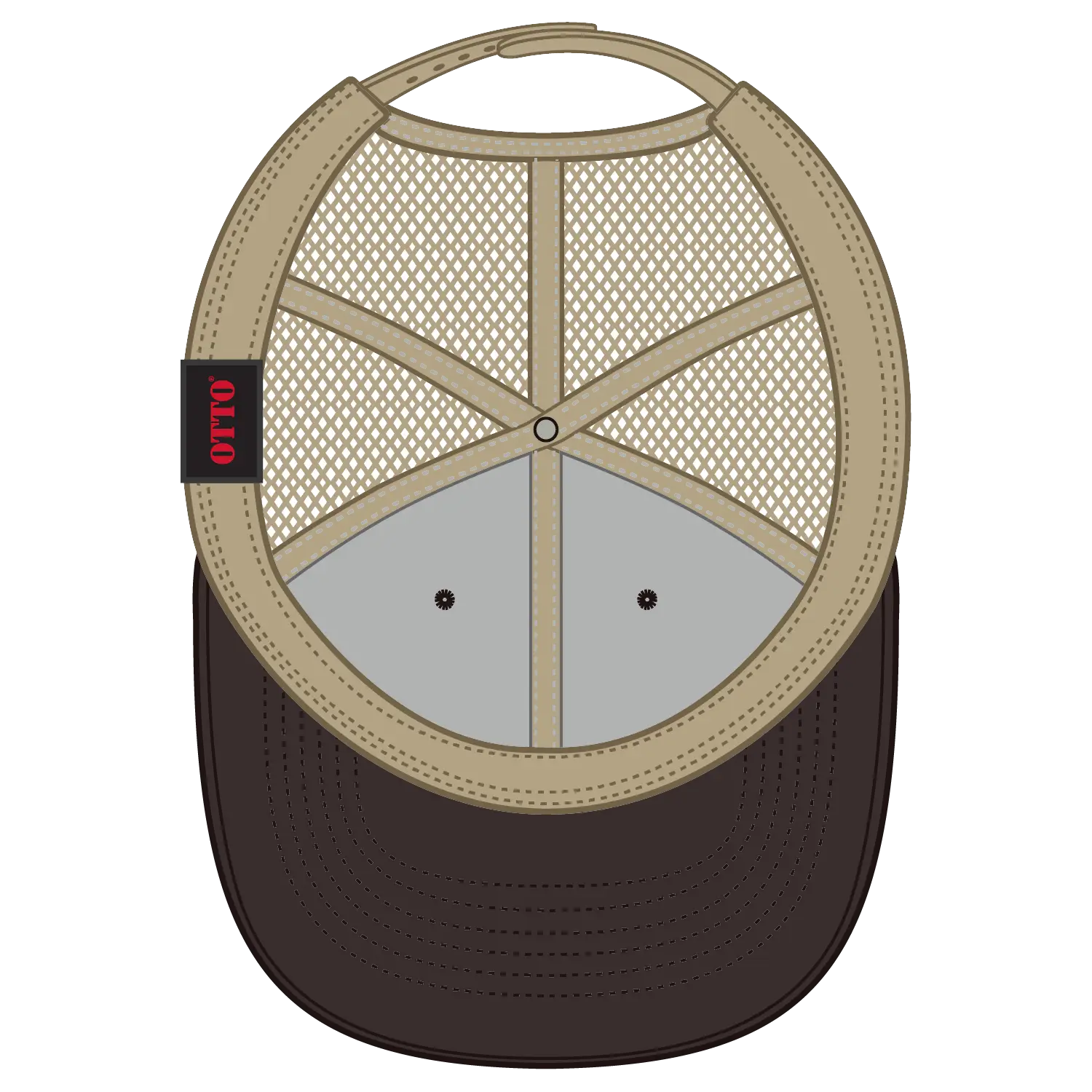 OTTO 83-473 6 Panel Low Profile Mesh Back Trucker Cap - Dk.Brn/Dk.Brn/Kha - Dk.Brn/Dk.Brn/Kha / 6 1/2’’ - 7 5/8’’