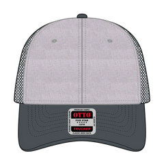 OTTO 83-473 6 Panel Low Profile Mesh Back Trucker Cap - CharcoalGray/HeatherGray/CharcoalGray