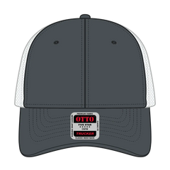 OTTO 83-473 6 Panel Low Profile Mesh Back Trucker Cap - Ch.Gry/Ch.Gry/Wht - Ch.Gry/Ch.Gry/Wht / 6 1/2’’ - 7 5/8’’