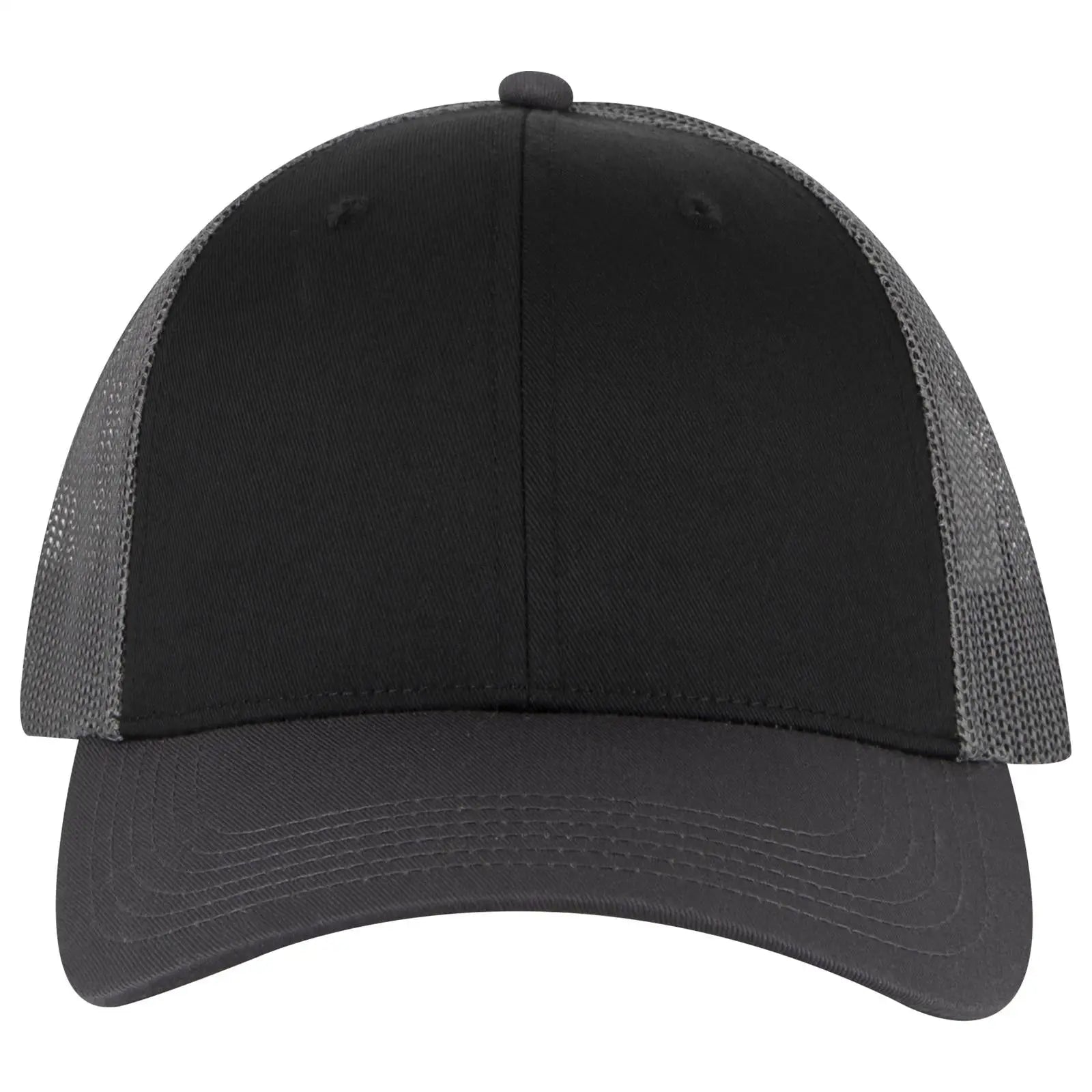 OTTO 83-473 6 Panel Low Profile Mesh Back Trucker Cap - Ch.Gry/Blk/Ch.Gry - Ch.Gry/Blk/Ch.Gry / 6 1/2’’ - 7 5/8’’