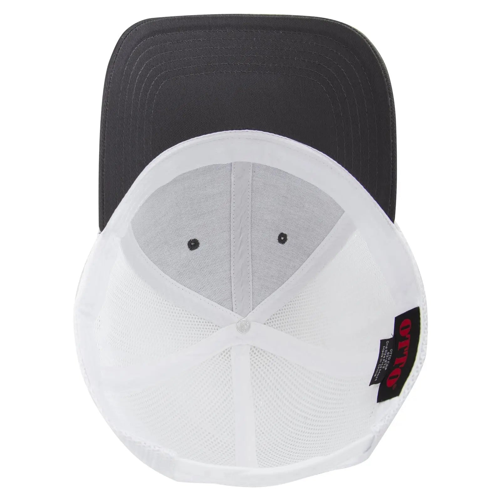OTTO 83-473 6 Panel Low Profile Mesh Back Trucker Cap - Ch.Gry/Ch.Gry/Wht - Ch.Gry/Ch.Gry/Wht / 6 1/2’’ - 7 5/8’’