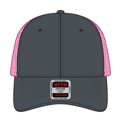 OTTO 83-473 6 Panel Low Profile Mesh Back Trucker Cap - Ch.Gry/Ch.Gry/N.Pnk - Ch.Gry/Ch.Gry/N.Pnk / 6 1/2’’ - 7 5/8’’