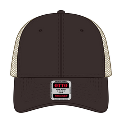 OTTO 83-473 6 Panel Low Profile Mesh Back Trucker Cap - Dk.Brn/Dk.Brn/Kha - Dk.Brn/Dk.Brn/Kha / 6 1/2’’ - 7 5/8’’