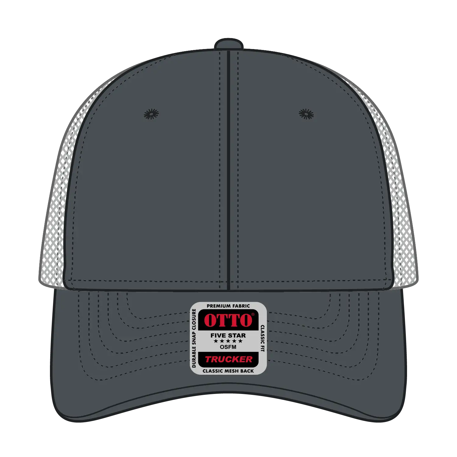 OTTO 83-473 6 Panel Low Profile Mesh Back Trucker Cap - Ch.Gry/Ch.Gry/N.Yel - Ch.Gry/Ch.Gry/N.Yel / 6 1/2’’ - 7 5/8’’