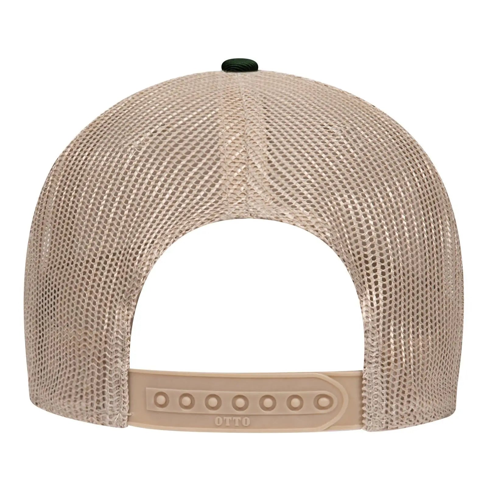 OTTO 83-473 6 Panel Low Profile Mesh Back Trucker Cap - Dk.Grn/Dk.Grn/Kha - Dk.Grn/Dk.Grn/Kha / 6 1/2’’ - 7 5/8’’