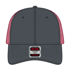 OTTO 83-473 6 Panel Low Profile Mesh Back Trucker Cap - Ch.Gry/Ch.Gry/Red - Ch.Gry/Ch.Gry/Red / 6 1/2’’ - 7 5/8’’