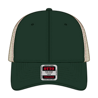 OTTO 83-473 6 Panel Low Profile Mesh Back Trucker Cap - Dk.Grn/Dk.Grn/Kha - Dk.Grn/Dk.Grn/Kha / 6 1/2’’ - 7 5/8’’