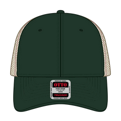OTTO 83-473 6 Panel Low Profile Mesh Back Trucker Cap - Dk.Grn/Dk.Grn/Kha - Dk.Grn/Dk.Grn/Kha / 6 1/2’’ - 7 5/8’’