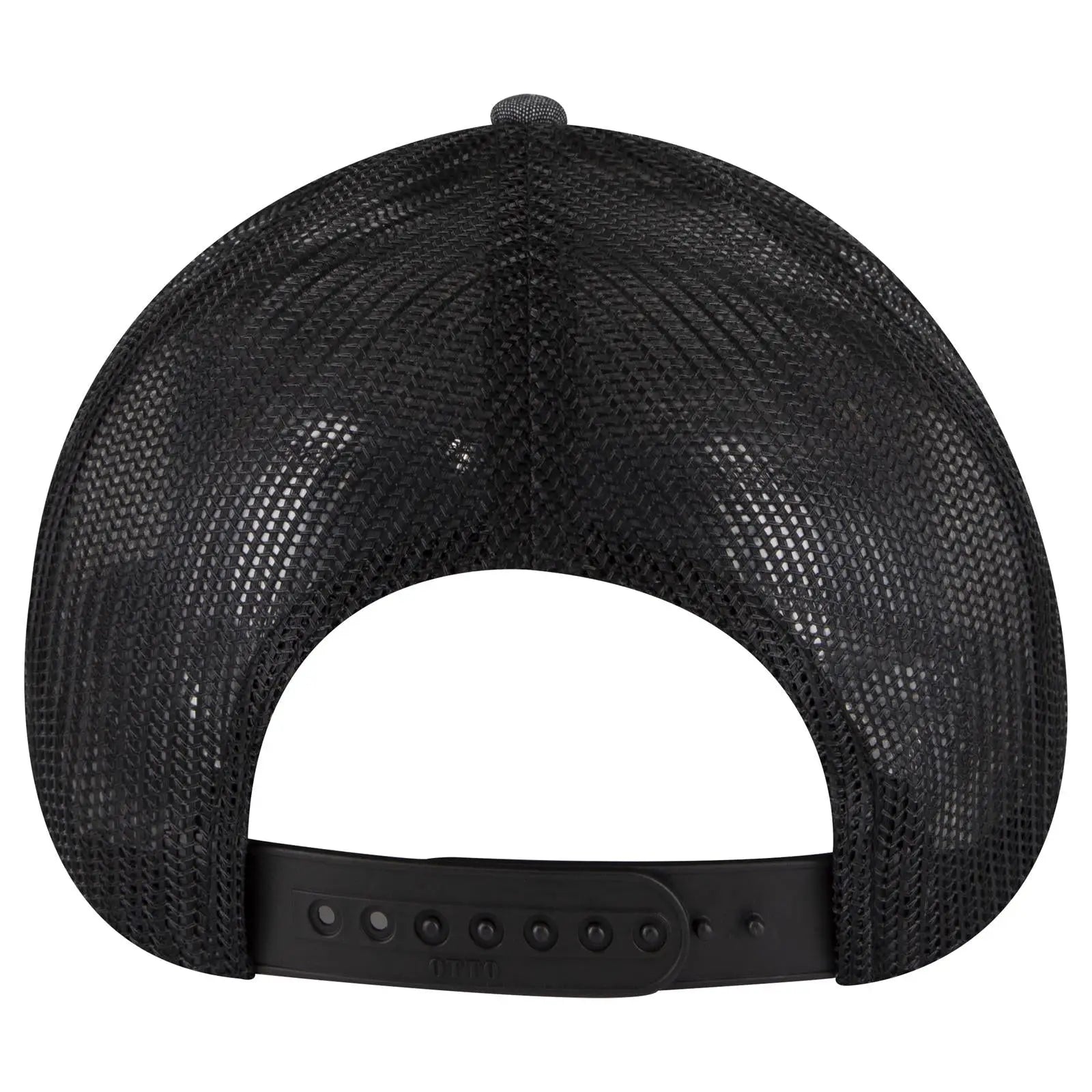 OTTO 83-473 6 Panel Low Profile Mesh Back Trucker Cap - Black - Black / 6 1/2’’ - 7 5/8’’