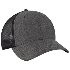 OTTO 83-473 6 Panel Low Profile Mesh Back Trucker Cap - Black - Black / 6 1/2’’ - 7 5/8’’