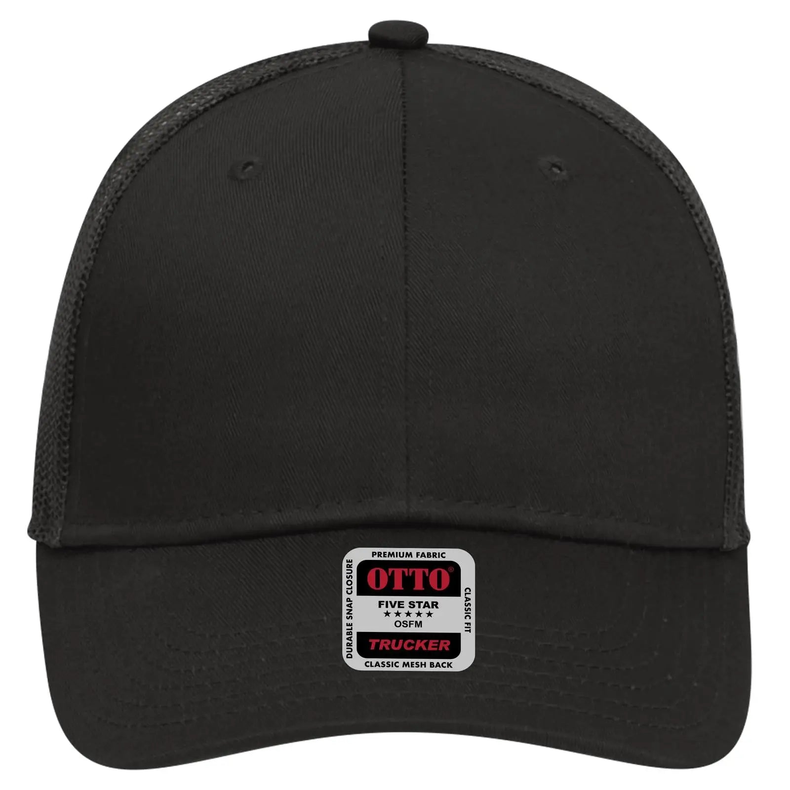 OTTO 83-473 6 Panel Low Profile Mesh Back Trucker Cap - Black