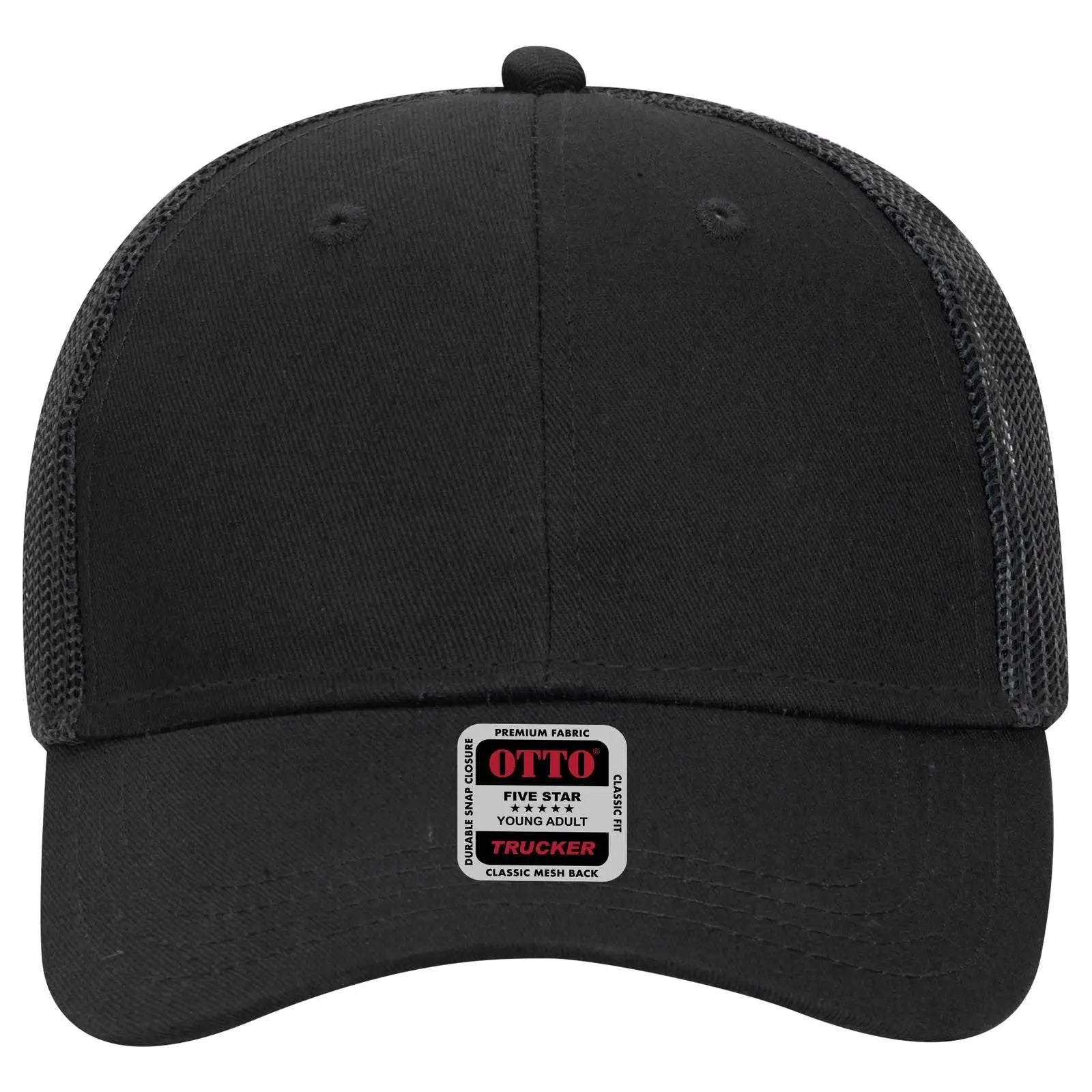 OTTO 83-473 6 Panel Low Profile Mesh Back Trucker Cap - Black
