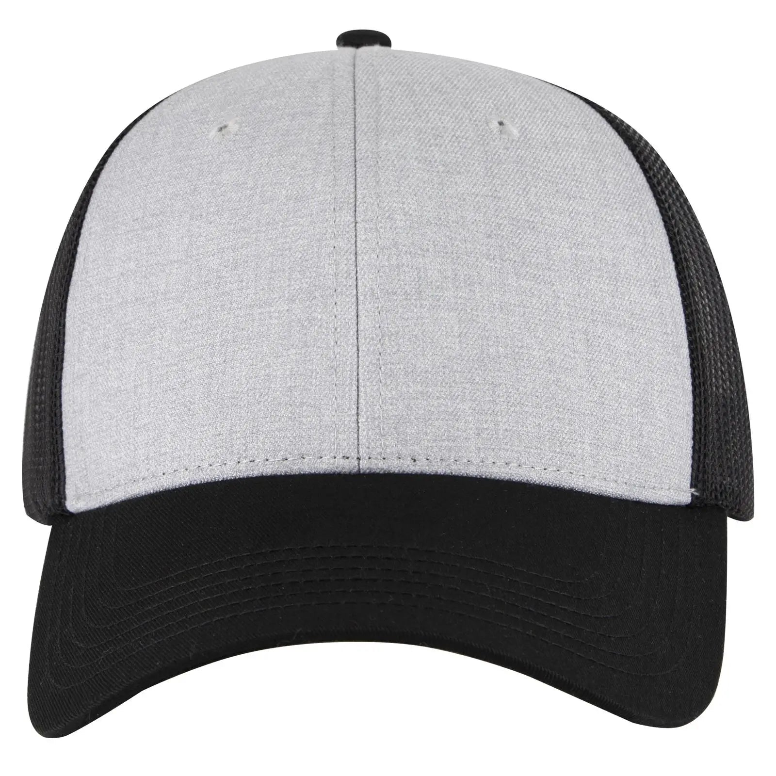OTTO 83-473 6 Panel Low Profile Mesh Back Trucker Cap - Black/Heather Gray/Black - Black/Heather Gray/Black / 6 1/2’’