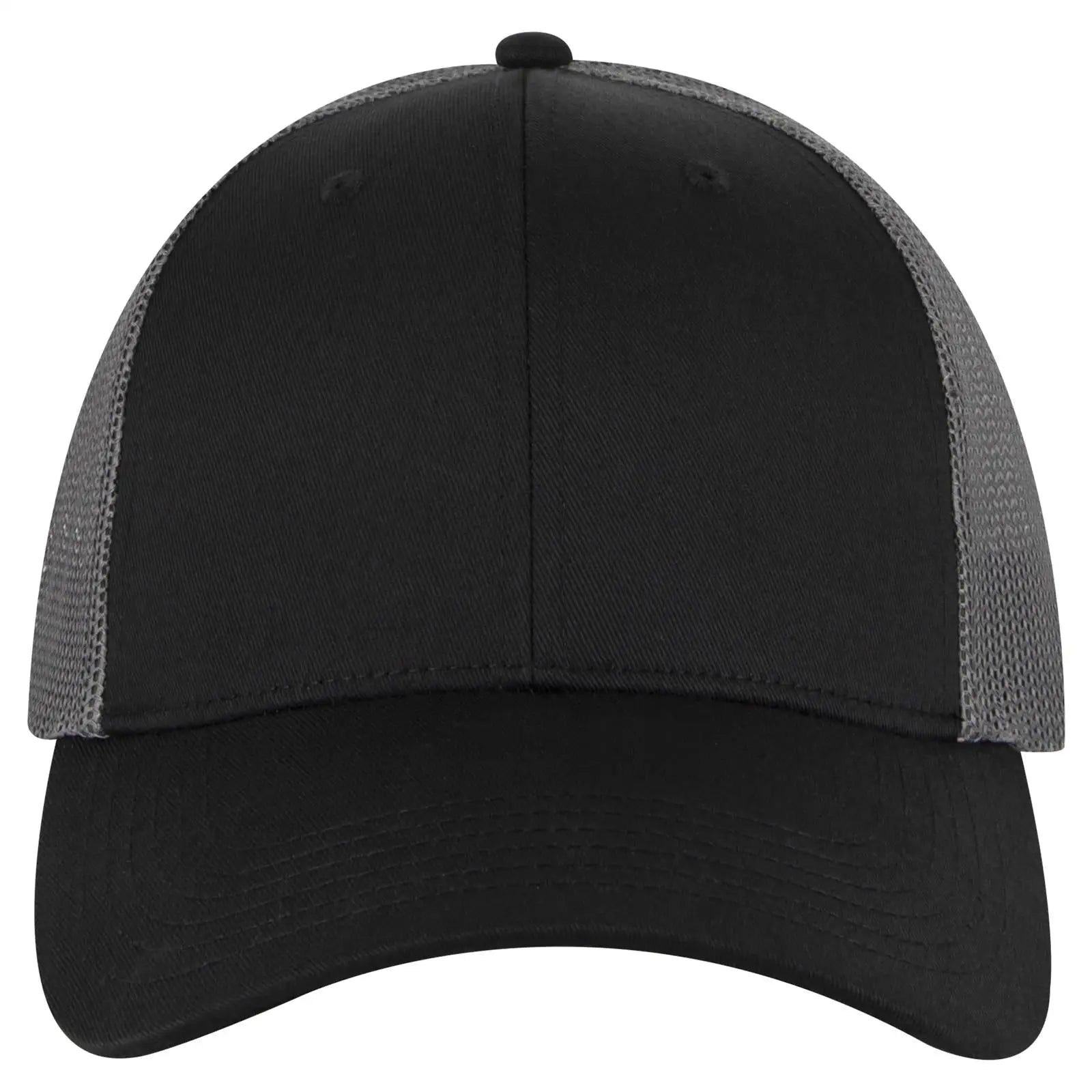 OTTO 83-473 6 Panel Low Profile Mesh Back Trucker Cap - Blk/Blk/Ch.Gry - Blk/Blk/Ch.Gry / 6 1/2’’ - 7 5/8’’