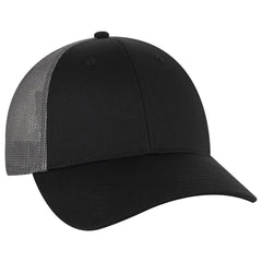 OTTO 83-473 6 Panel Low Profile Mesh Back Trucker Cap - Blk/Blk/Ch.Gry - Blk/Blk/Ch.Gry / 6 1/2’’ - 7 5/8’’