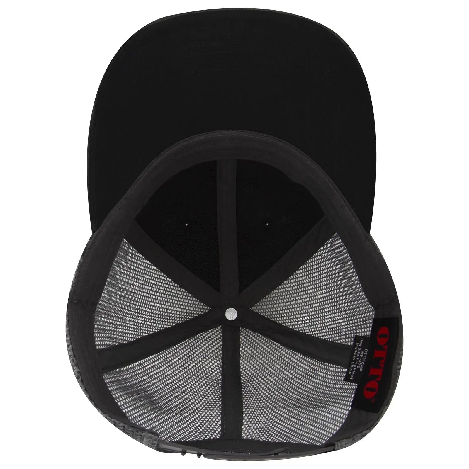 OTTO 83-473 6 Panel Low Profile Mesh Back Trucker Cap - Blk/Blk/Ch.Gry - Blk/Blk/Ch.Gry / 6 1/2’’ - 7 5/8’’
