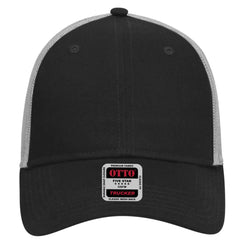 OTTO 83-473 6 Panel Low Profile Mesh Back Trucker Cap - Blk/Blk/Gry - Blk/Blk/Gry / 6 1/2’’ - 7 5/8’’