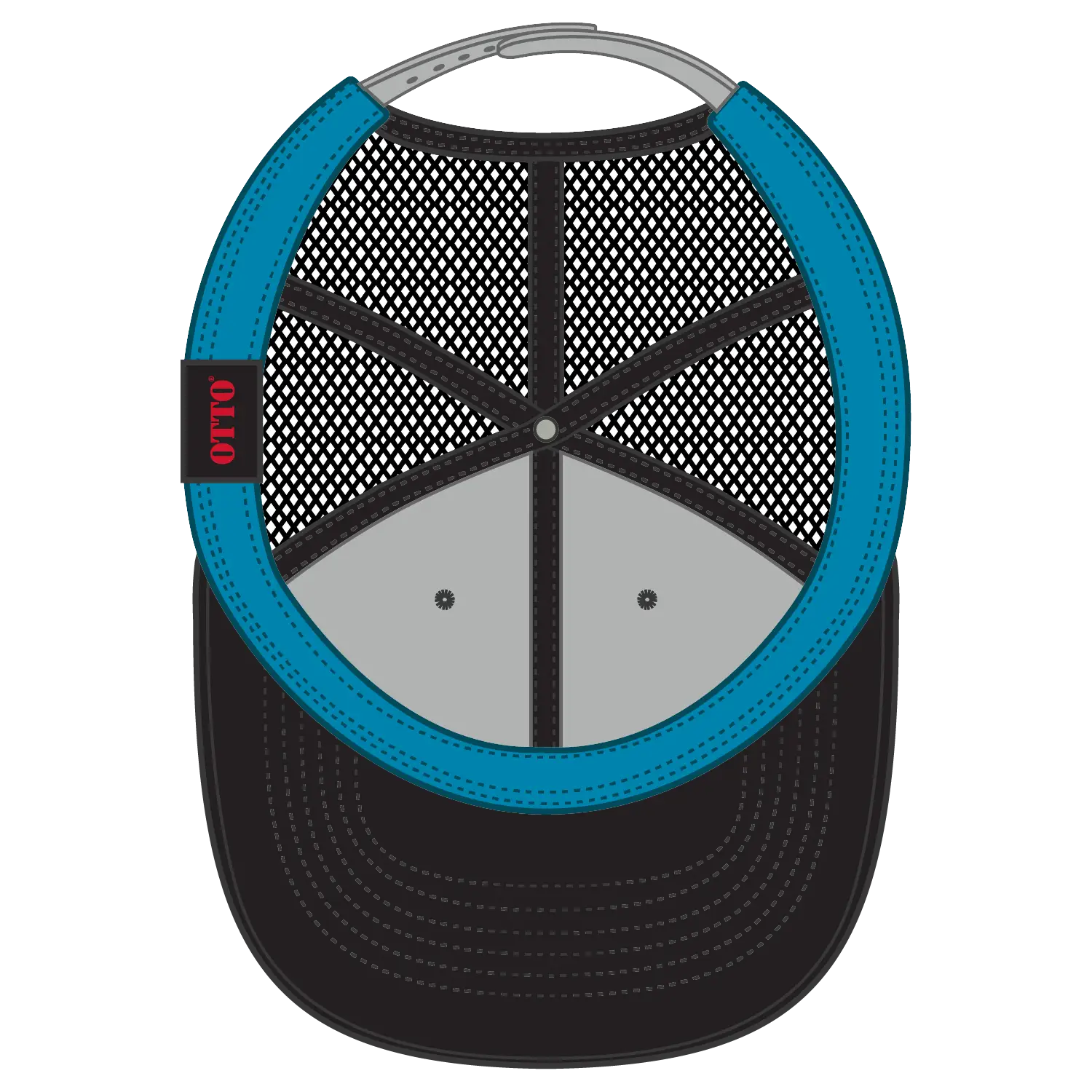 OTTO 83-473 6 Panel Low Profile Mesh Back Trucker Cap - Blk/Blk/Gry - Blk/Blk/Gry / 6 1/2’’ - 7 5/8’’