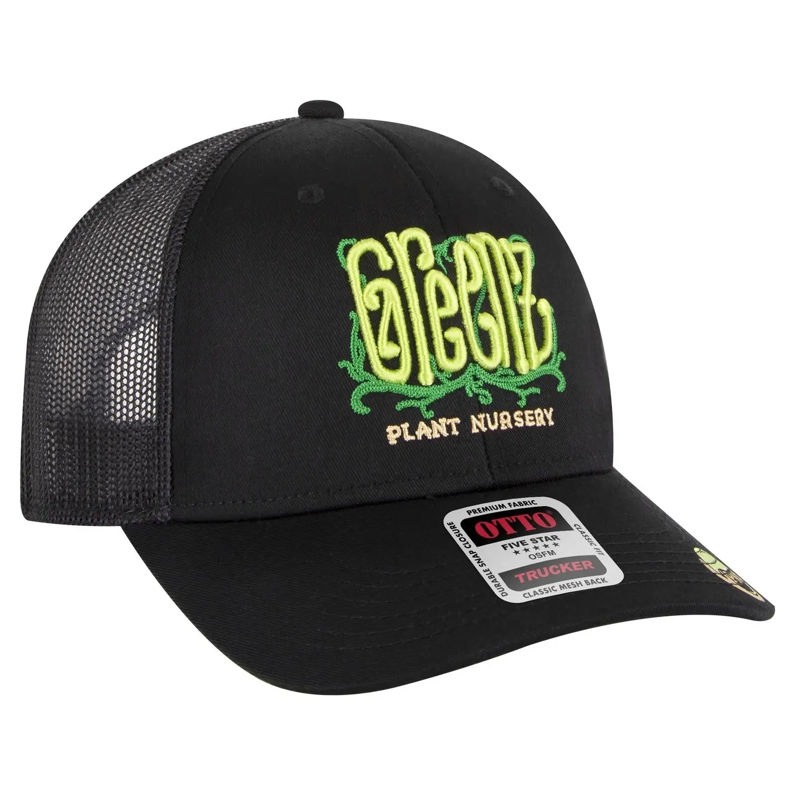 OTTO 83-473 6 Panel Low Profile Mesh Back Trucker Cap - Blk/Blk/Kha - Blk/Blk/Kha / 6 1/2’’ - 7 5/8’’