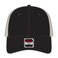 OTTO 83-473 6 Panel Low Profile Mesh Back Trucker Cap - Blk/Blk/Kha - Blk/Blk/Kha / 6 1/2’’ - 7 5/8’’