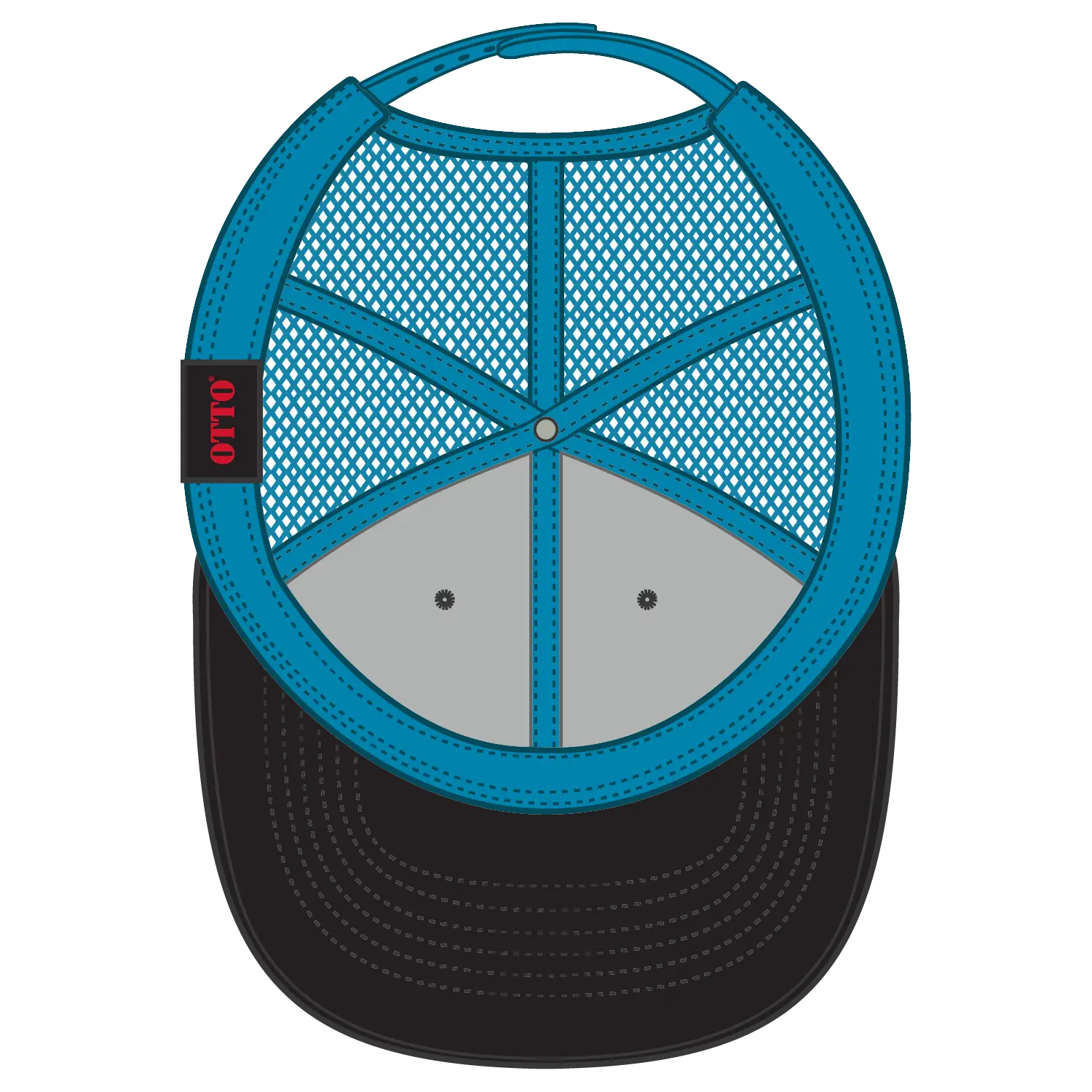 OTTO 83-473 6 Panel Low Profile Mesh Back Trucker Cap - Blk/Blk/N.Blue - Blk/Blk/N.Blue / 6 1/2’’ - 7 5/8’’
