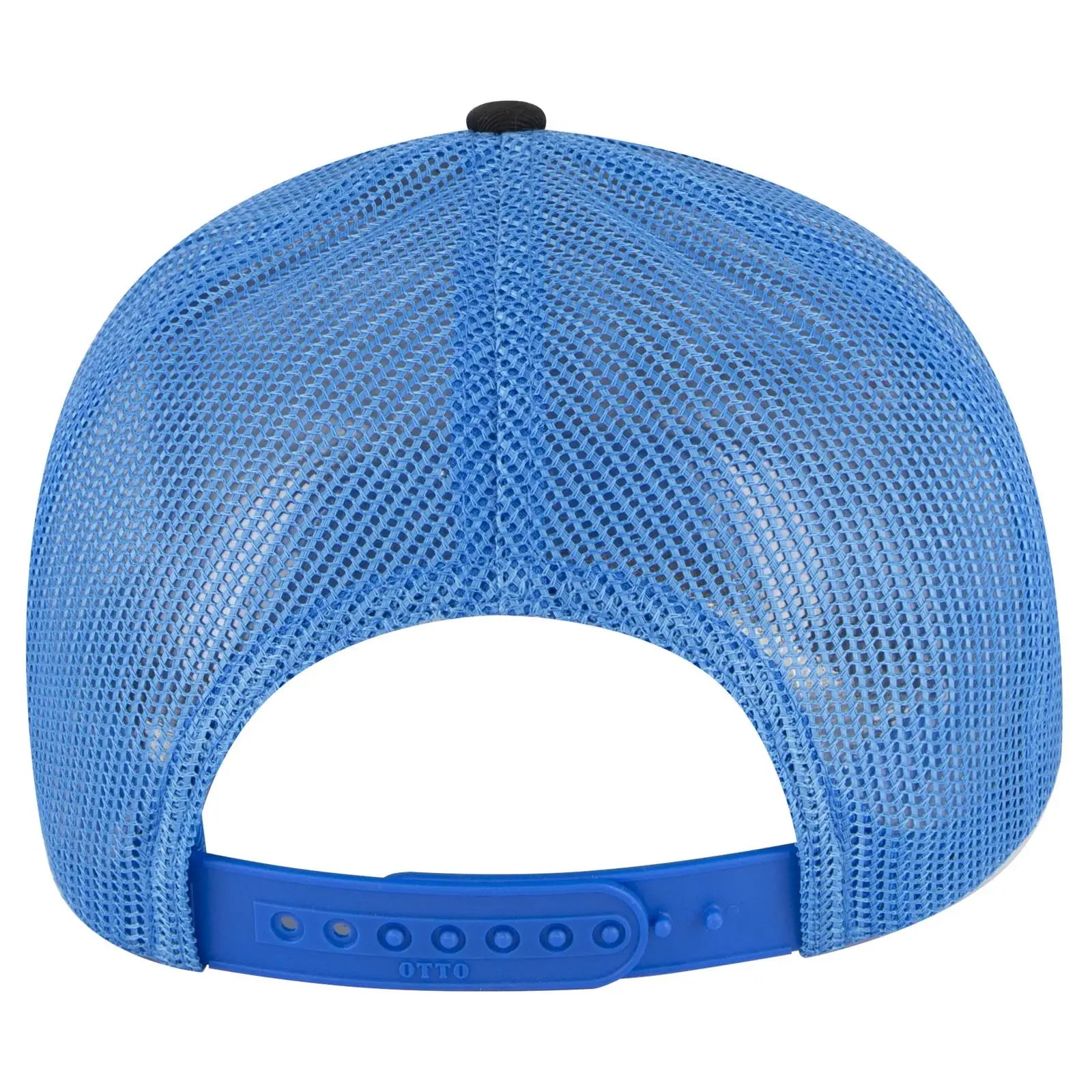OTTO 83-473 6 Panel Low Profile Mesh Back Trucker Cap - Blk/Blk/N.Blue - Blk/Blk/N.Blue / 6 1/2’’ - 7 5/8’’