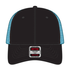 OTTO 83-473 6 Panel Low Profile Mesh Back Trucker Cap - Blk/Blk/N.Blue - Blk/Blk/N.Blue / 6 1/2’’ - 7 5/8’’