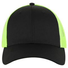 OTTO 83-473 6 Panel Low Profile Mesh Back Trucker Cap - Blk/Blk/N.Grn - Blk/Blk/N.Grn / 6 1/2’’ - 7 5/8’’