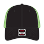 OTTO 83-473 6 Panel Low Profile Mesh Back Trucker Cap - Blk/Blk/N.Grn - Blk/Blk/N.Grn / 6 1/2’’ - 7 5/8’’