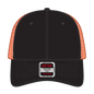 OTTO 83-473 6 Panel Low Profile Mesh Back Trucker Cap - Blk/Blk/N Org - Blk/Blk/N Org / 6 1/2’’ - 7 5/8’’