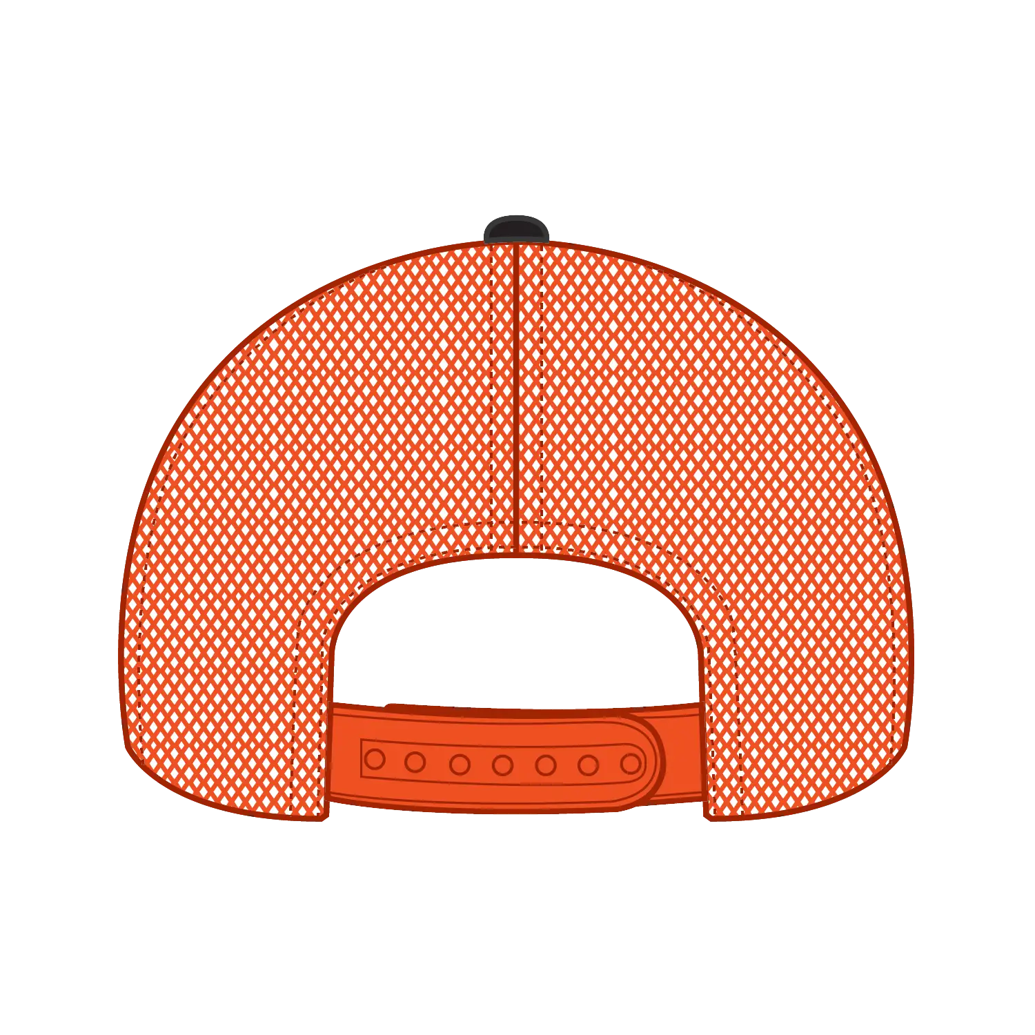 OTTO 83-473 6 Panel Low Profile Mesh Back Trucker Cap - Blk/Blk/N Org - Blk/Blk/N Org / 6 1/2’’ - 7 5/8’’