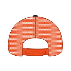 OTTO 83-473 6 Panel Low Profile Mesh Back Trucker Cap - Blk/Blk/N Org - Blk/Blk/N Org / 6 1/2’’ - 7 5/8’’
