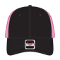 OTTO 83-473 6 Panel Low Profile Mesh Back Trucker Cap - Blk/Blk/N.Pnk - Blk/Blk/N.Pnk / 6 1/2’’ - 7 5/8’’