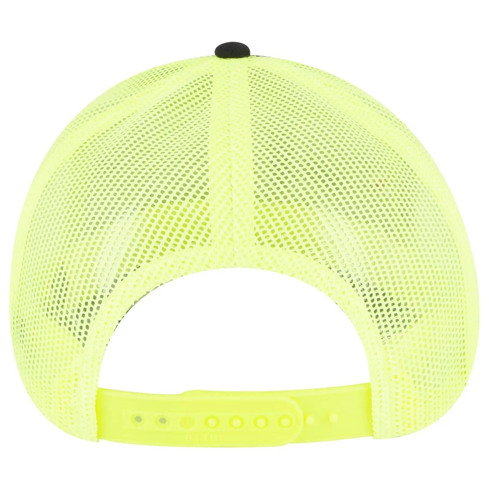 OTTO 83-473 6 Panel Low Profile Mesh Back Trucker Cap - Blk/Blk/N.Ylw - Blk/Blk/N.Ylw / 6 1/2’’ - 7 5/8’’