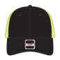 OTTO 83-473 6 Panel Low Profile Mesh Back Trucker Cap - Blk/Blk/N.Ylw - Blk/Blk/N.Ylw / 6 1/2’’ - 7 5/8’’