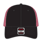 OTTO 83-473 6 Panel Low Profile Mesh Back Trucker Cap - Blk/Blk/Red - Blk/Blk/Red / 6 1/2’’ - 7 5/8’’