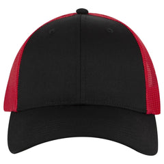 OTTO 83-473 6 Panel Low Profile Mesh Back Trucker Cap - Blk/Blk/Red - Blk/Blk/Red / 6 1/2’’ - 7 5/8’’