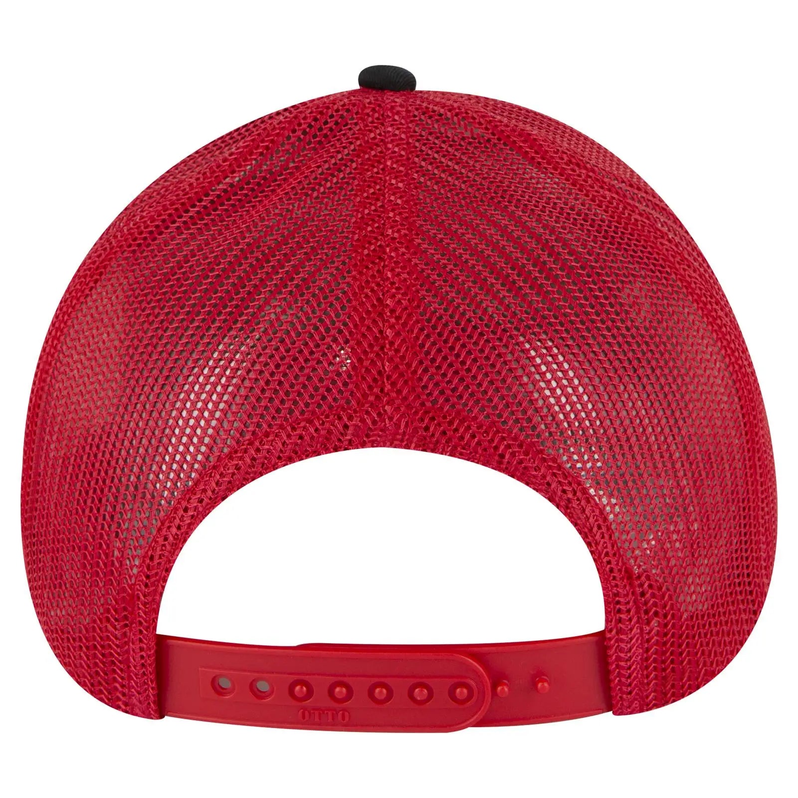 OTTO 83-473 6 Panel Low Profile Mesh Back Trucker Cap - Blk/Blk/Red - Blk/Blk/Red / 6 1/2’’ - 7 5/8’’