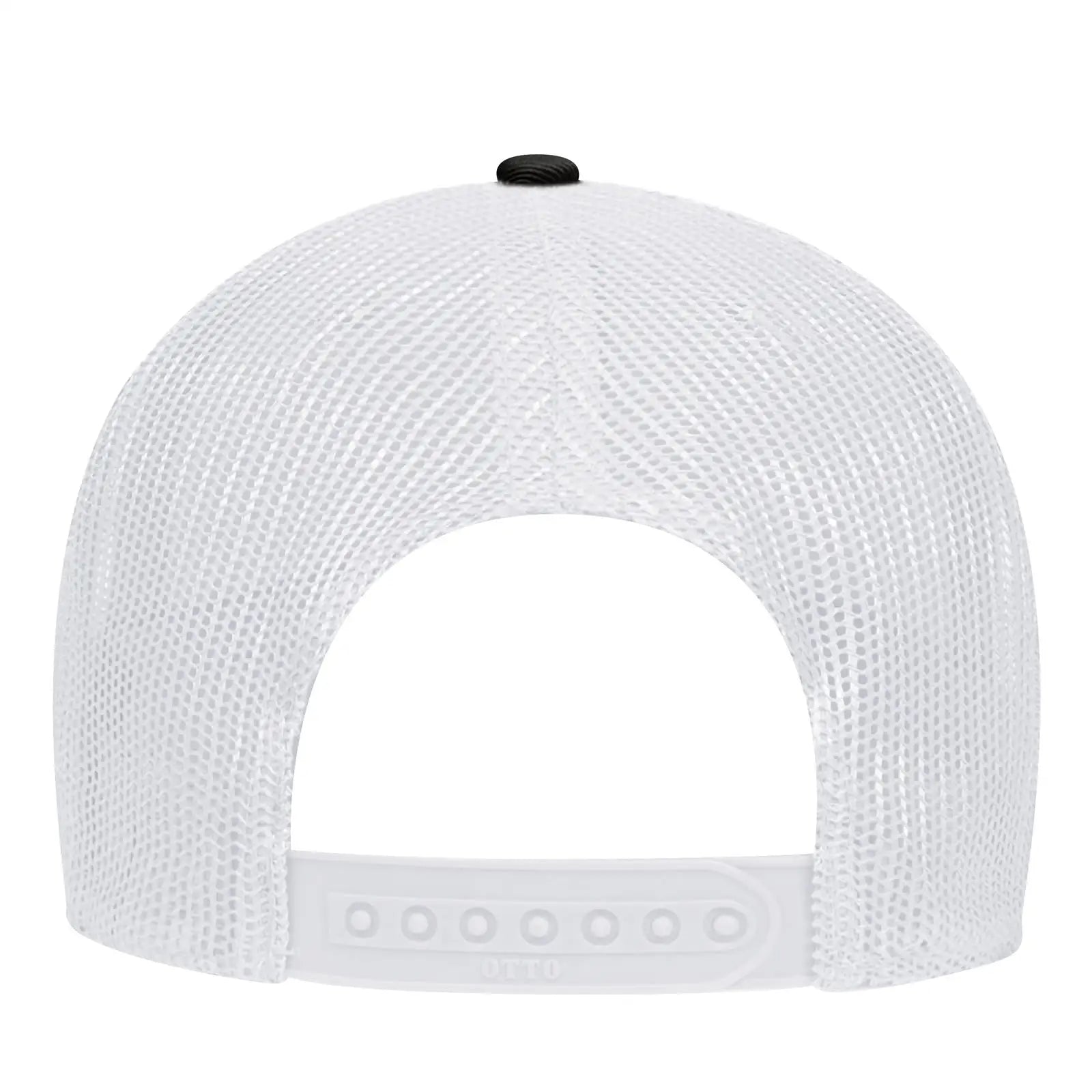 OTTO 83-473 6 Panel Low Profile Mesh Back Trucker Cap - Blk/Blk/Wht - Blk/Blk/Wht / 6 1/2’’ - 7 5/8’’