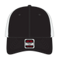 OTTO 83-473 6 Panel Low Profile Mesh Back Trucker Cap - Blk/Blk/Wht - Blk/Blk/Wht / 6 1/2’’ - 7 5/8’’