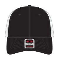 OTTO 83-473 6 Panel Low Profile Mesh Back Trucker Cap - Blk/Blk/Wht - Blk/Blk/Wht / 6 1/2’’ - 7 5/8’’