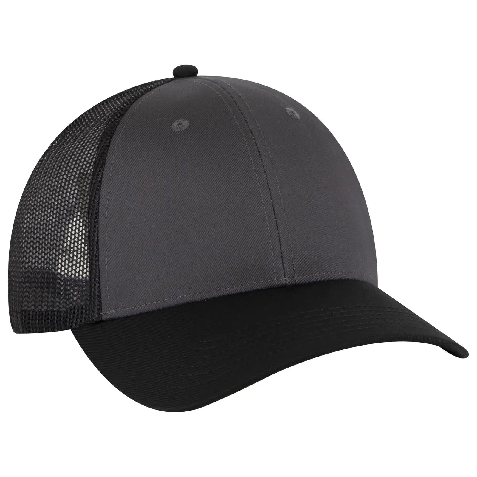 OTTO 83-473 6 Panel Low Profile Mesh Back Trucker Cap - Blk/Ch.Gry/Blk - Blk/Ch.Gry/Blk / 6 1/2’’ - 7 5/8’’