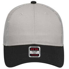 OTTO 83-473 6 Panel Low Profile Mesh Back Trucker Cap - Blk/Gry - Blk/Gry / 6 1/2’’ - 7 5/8’’