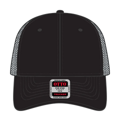 OTTO 83-473 6 Panel Low Profile Mesh Back Trucker Cap - Blk/Gry - Blk/Gry / 6 1/2’’ - 7 5/8’’