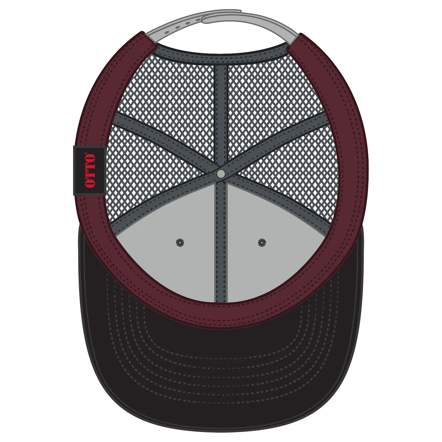 OTTO 83-473 6 Panel Low Profile Mesh Back Trucker Cap - Blk/Gry - Blk/Gry / 6 1/2’’ - 7 5/8’’