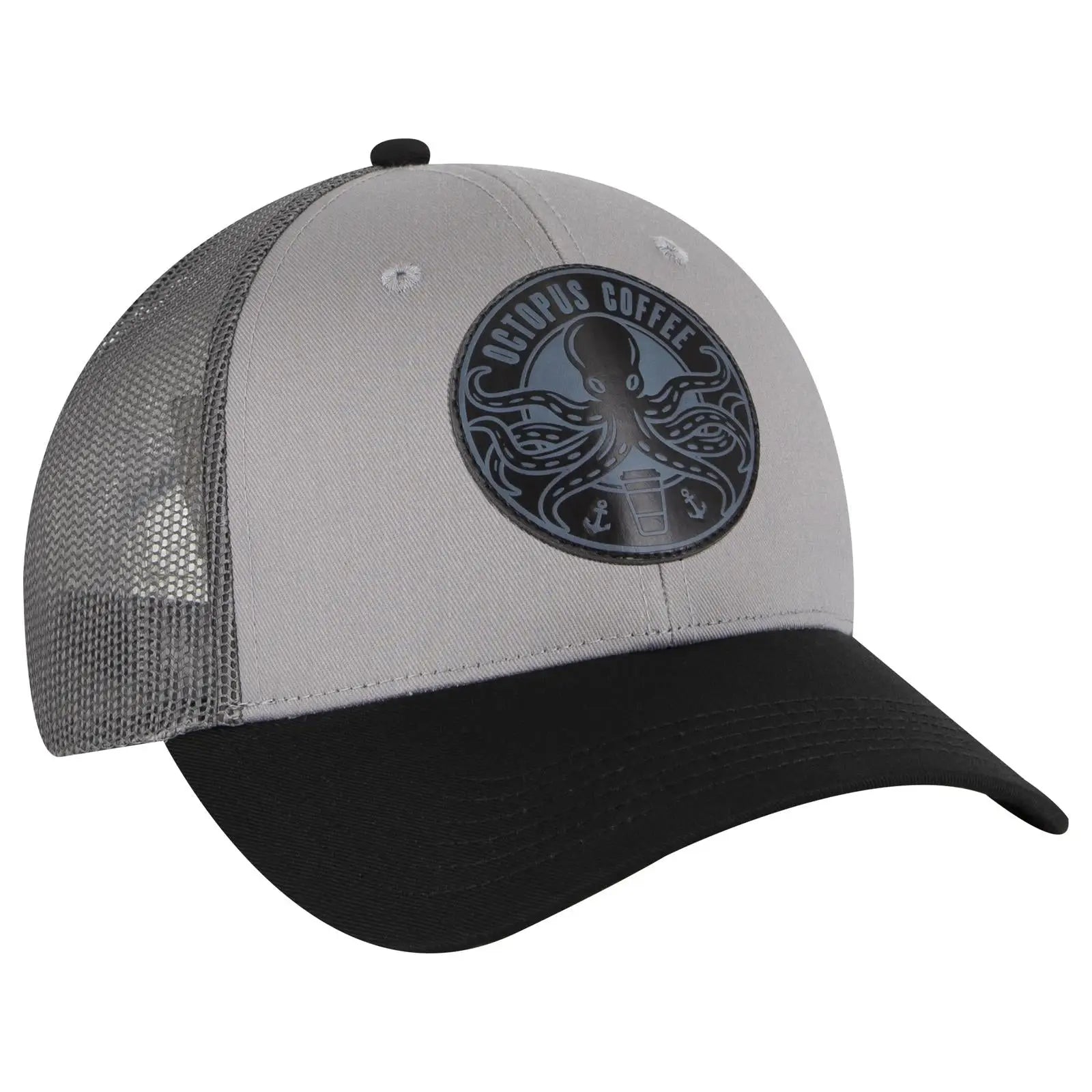 OTTO 83-473 6 Panel Low Profile Mesh Back Trucker Cap - Blk/Gry/Ch.Gry - Blk/Gry/Ch.Gry / 6 1/2’’ - 7 5/8’’