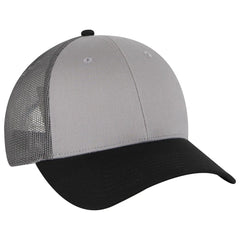 OTTO 83-473 6 Panel Low Profile Mesh Back Trucker Cap - Blk/Gry/Ch.Gry - Blk/Gry/Ch.Gry / 6 1/2’’ - 7 5/8’’