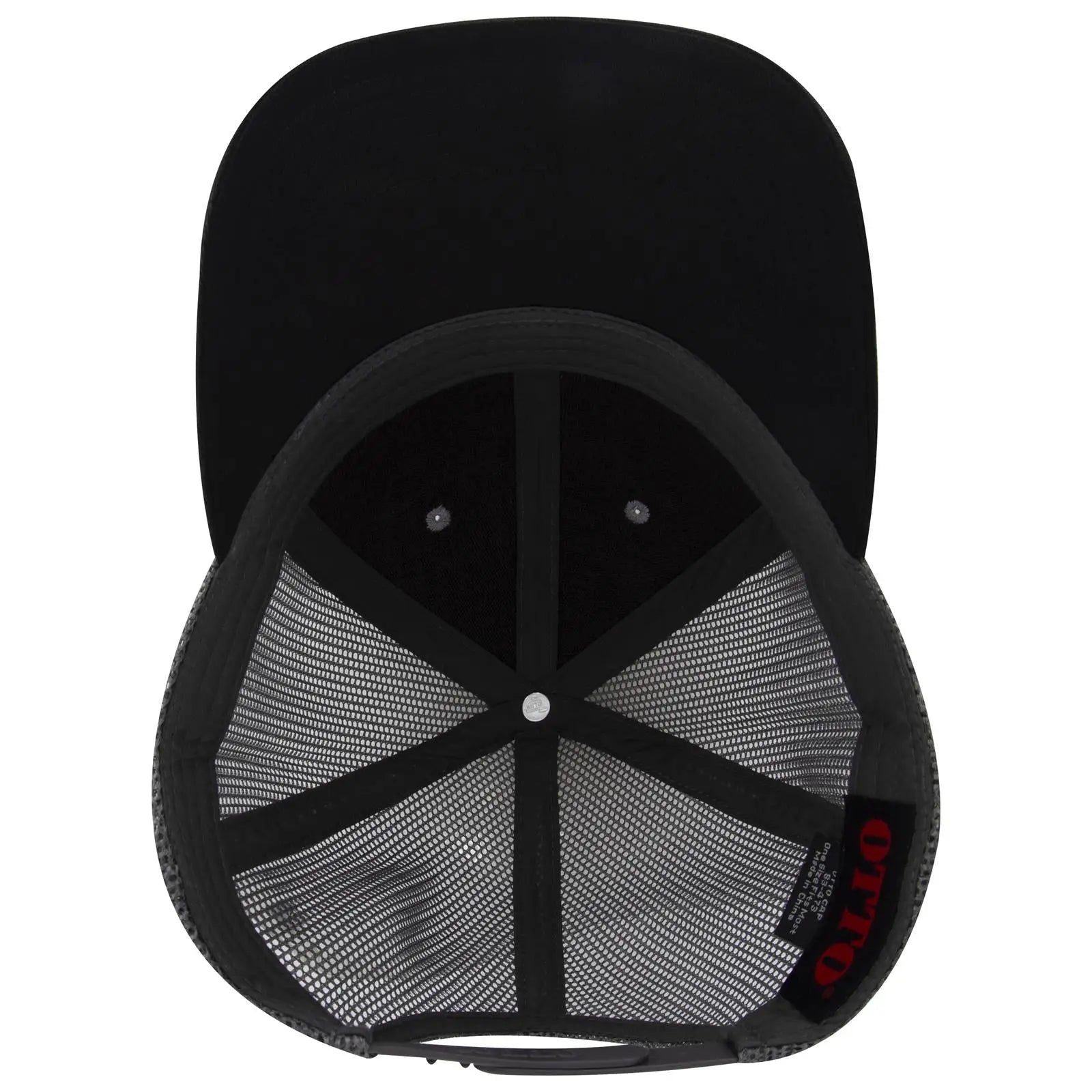 OTTO 83-473 6 Panel Low Profile Mesh Back Trucker Cap - Blk/Gry/Ch.Gry - Blk/Gry/Ch.Gry / 6 1/2’’ - 7 5/8’’