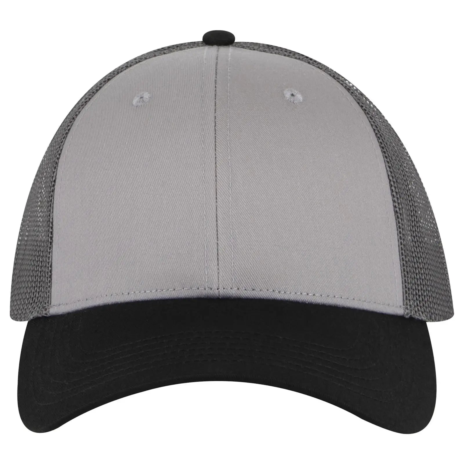 OTTO 83-473 6 Panel Low Profile Mesh Back Trucker Cap - Blk/Gry/Ch.Gry - Blk/Gry/Ch.Gry / 6 1/2’’ - 7 5/8’’