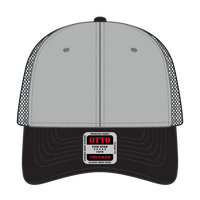 OTTO 83-473 6 Panel Low Profile Mesh Back Trucker Cap - Blk/Gry/Ch.Gry - Blk/Gry/Ch.Gry / 6 1/2’’ - 7 5/8’’